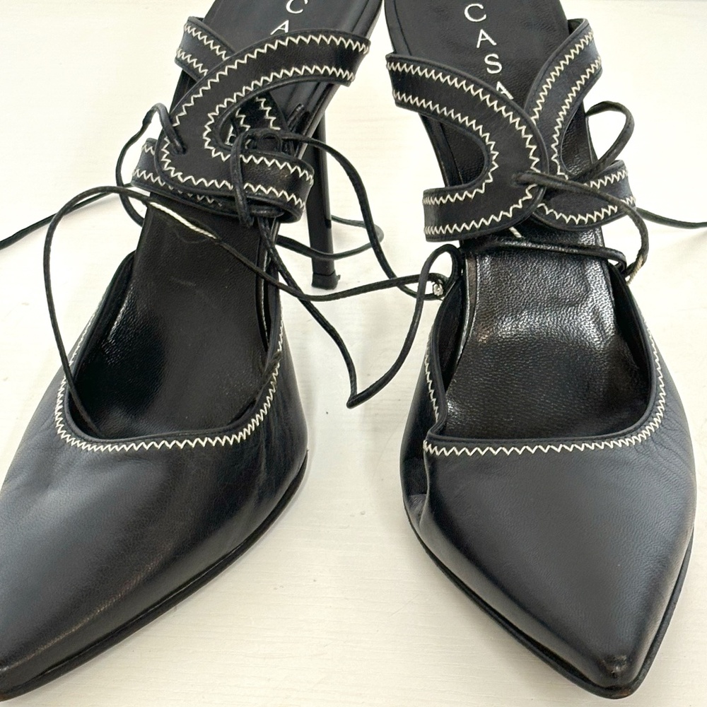 Casadei Strappy heels in black tie up